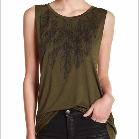Haute Hippie Tops - NWT!HAUTE HIPPIE Feather Graphic Muscle Tank